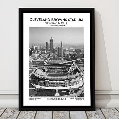 Cleveland Browns Stadium Black And White, Football Stadium Wall Art Print, Fan Gifts, Framed Canvas Prints Wall Art