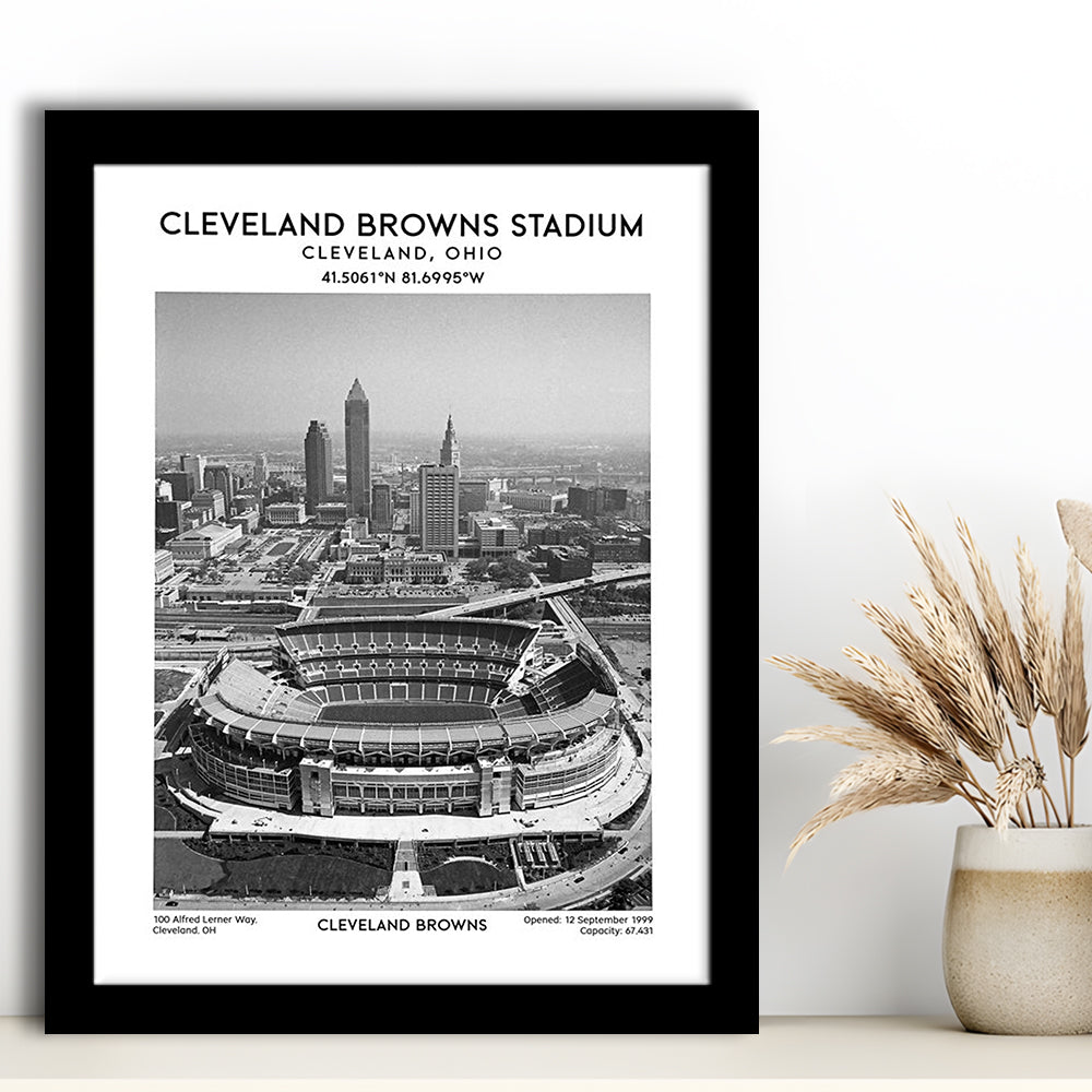 Cleveland Browns Stadium Black And White, Football Stadium Wall Art Print, Fan Gifts, Framed Art Prints Wall Decor