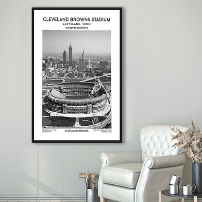 Cleveland Browns Stadium Black And White, Football Stadium Wall Art Print, Fan Gifts, Framed Canvas Prints Wall Art