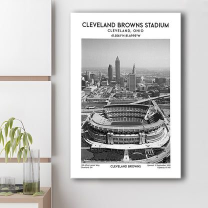 Cleveland Browns Stadium Black And White, Football Stadium Wall Art Print, Fan Gifts, Canvas Prints Wall Art, Man Cave Decor