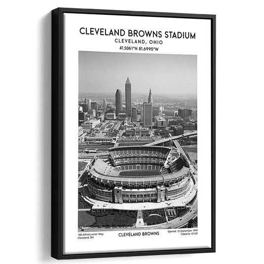 Cleveland Browns Stadium Black And White, Football Stadium Wall Art Print, Fan Gifts, Framed Canvas Prints Wall Art