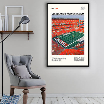 Cleveland Browns Stadium Print, Cleveland Browns Stadium Canvas Art, Man Cave Gift, Floating Framed Canvas Print Wall Art