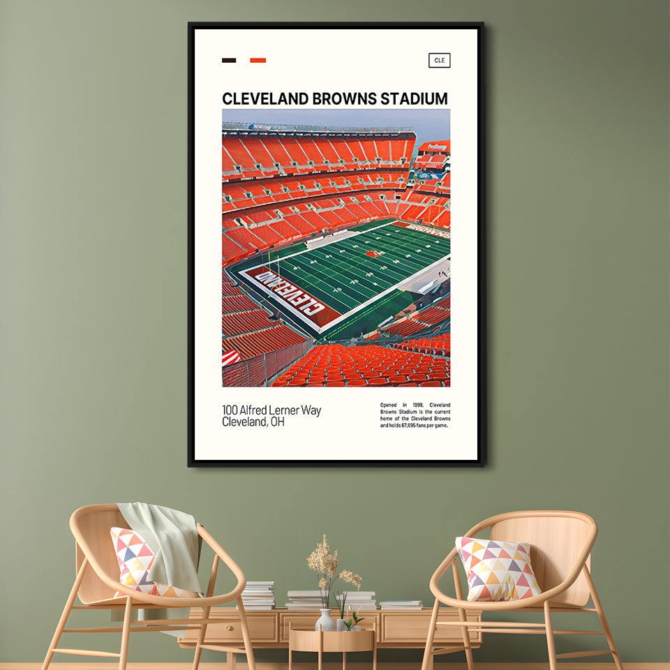 Cleveland Browns Stadium Print, Cleveland Browns Stadium Canvas Art, Man Cave Gift, Floating Framed Canvas Print Wall Art