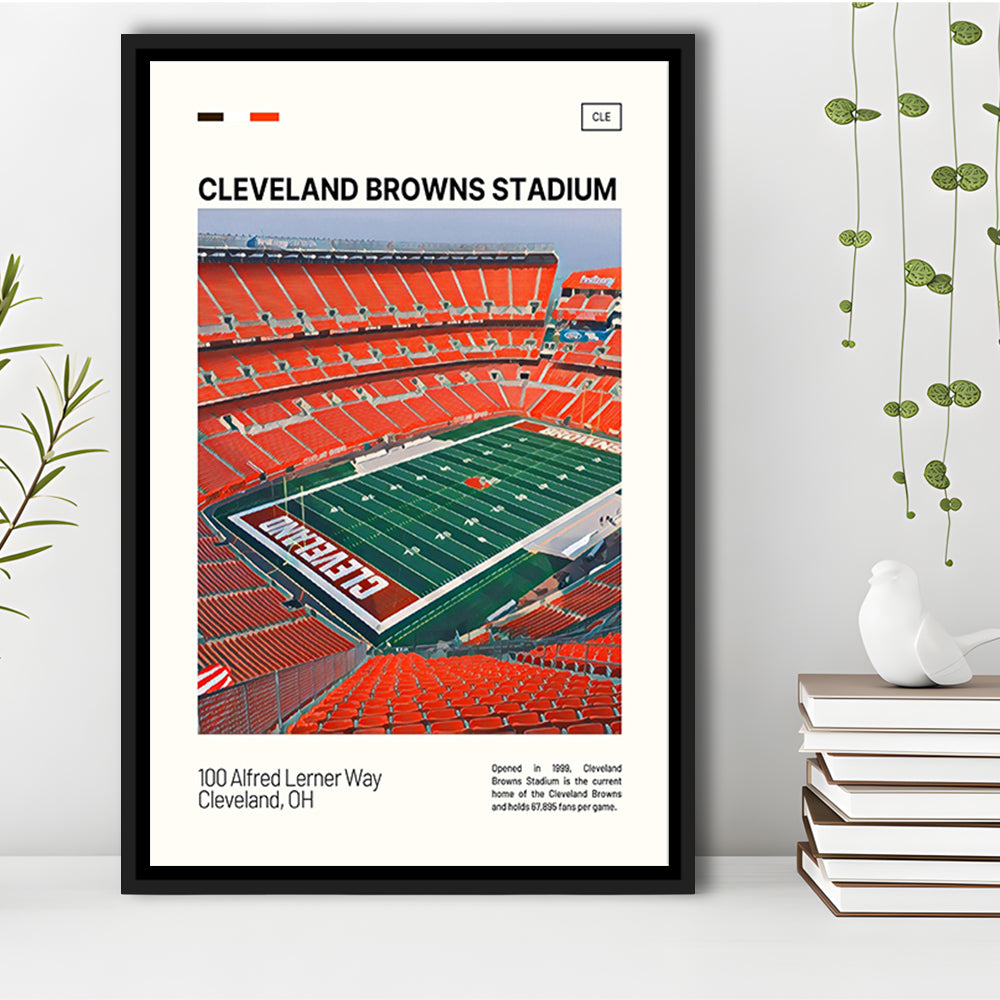 Cleveland Browns Stadium Print, Cleveland Browns Stadium Canvas Art, Man Cave Gift, Floating Framed Canvas Print Wall Art