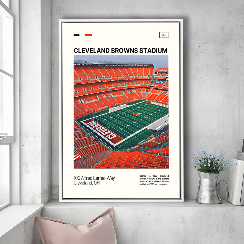 Cleveland Browns Stadium Print, Cleveland Browns Stadium Canvas Art, Man Cave Gift, Floating Framed Canvas Print Wall Art