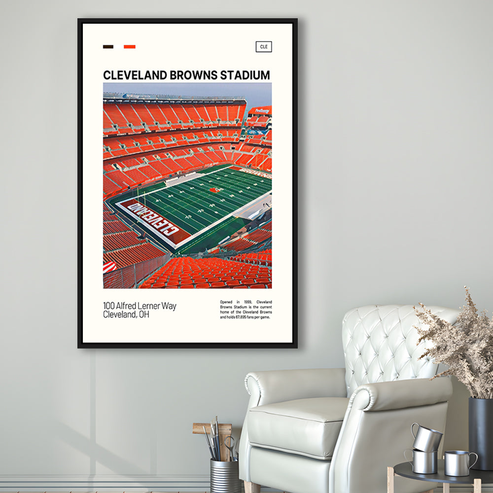 Cleveland Browns Stadium Print, Cleveland Browns Stadium Canvas Art, Man Cave Gift, Floating Framed Canvas Print Wall Art