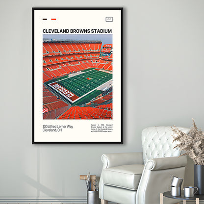 Cleveland Browns Stadium Print, Cleveland Browns Stadium Canvas Art, Man Cave Gift, Floating Framed Canvas Print Wall Art