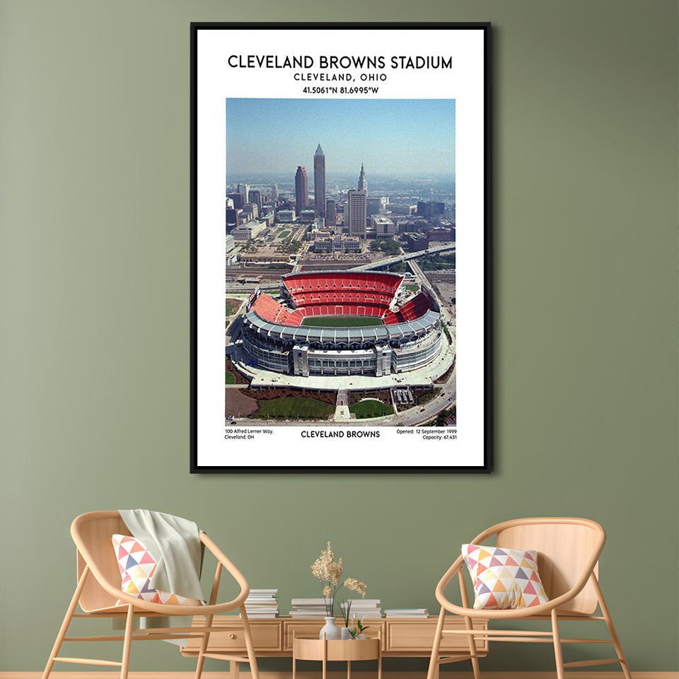Cleveland Browns Stadium, Football Stadium Art Stadium Wall Art Print, Fan Gifts, Framed Canvas Prints Wall Art