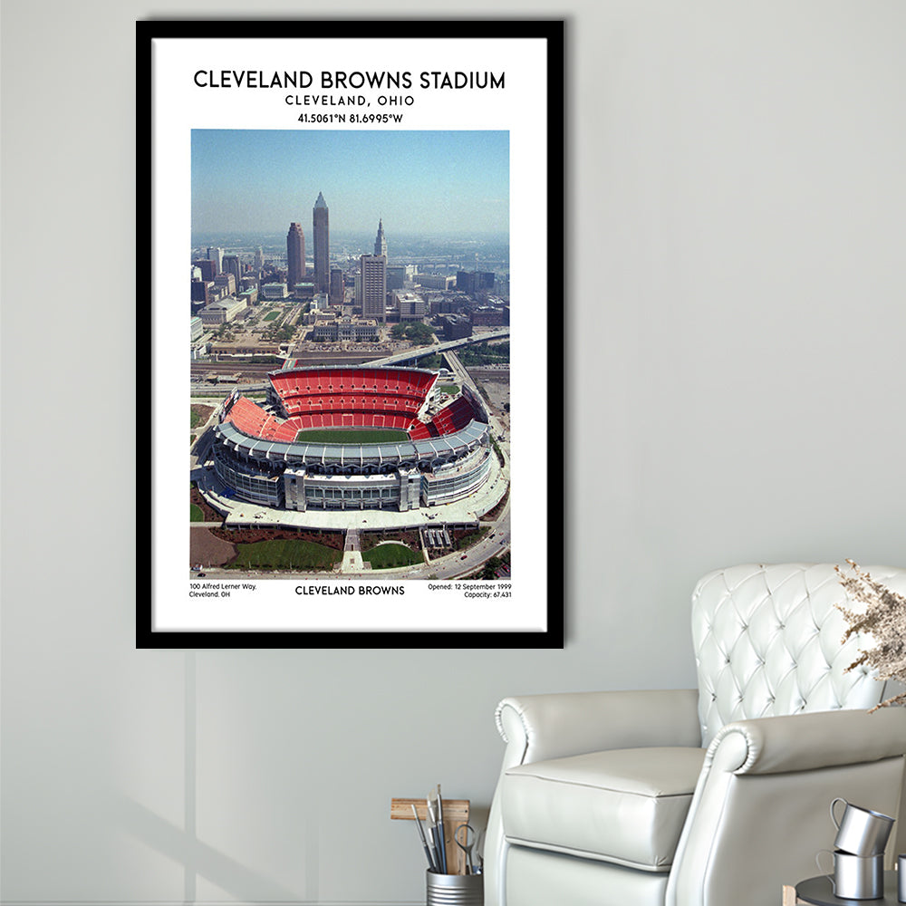 Cleveland Browns Stadium, Football Stadium Art Stadium Wall Art Print, Fan Gifts, Framed Art Prints Wall Decor