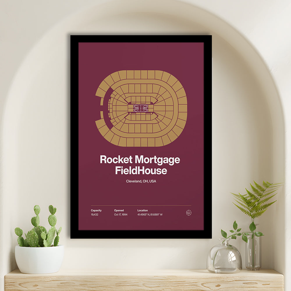 Cleveland Cavaliers Stadium Print, Rocket Mortgage FieldHouse Print, Gifts for him, Sport Art, Framed Art Print Wall Decor