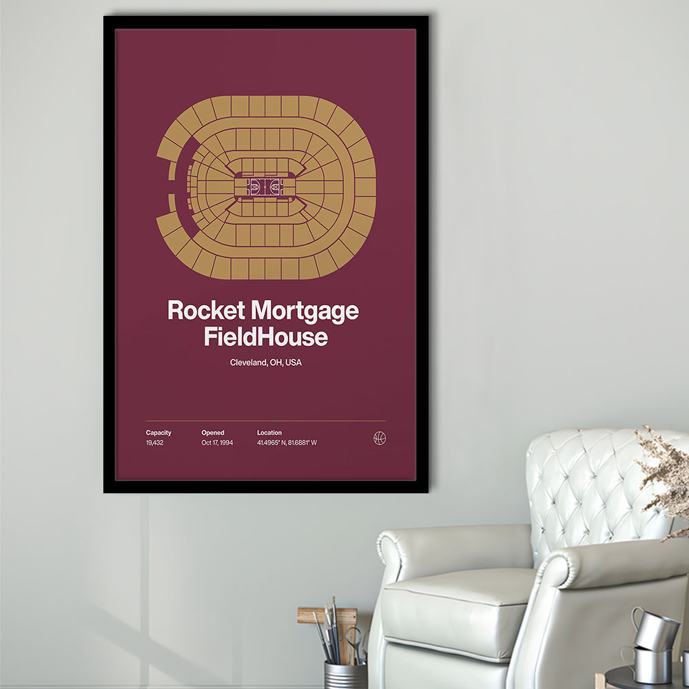 Cleveland Cavaliers Stadium Print, Rocket Mortgage FieldHouse Print, Gifts for him, Sport Art, Framed Art Print Wall Decor
