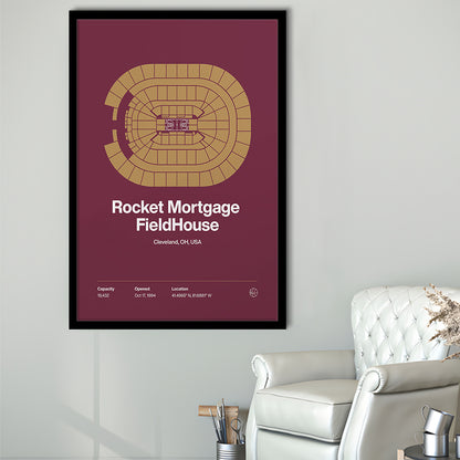 Cleveland Cavaliers Stadium Print, Rocket Mortgage FieldHouse Print, Gifts for him, Sport Art, Framed Art Print Wall Decor
