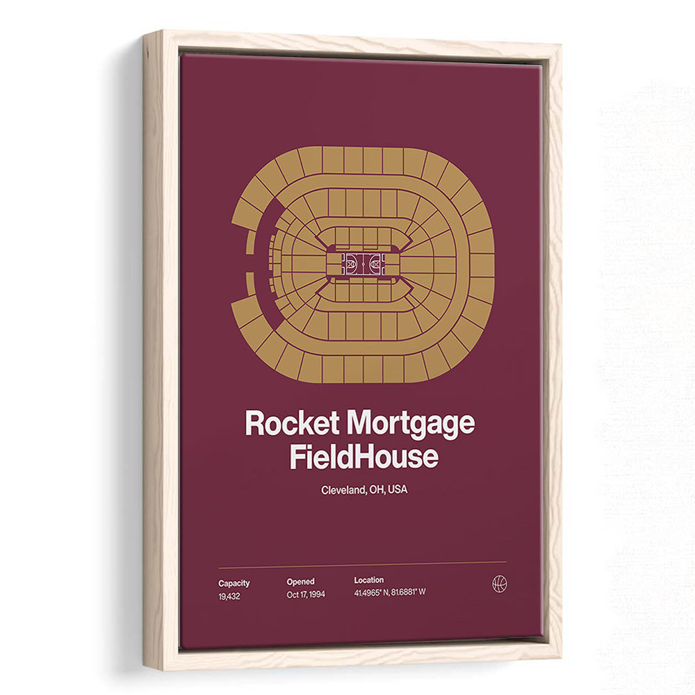 Cleveland Cavaliers Stadium Print, Rocket Mortgage FieldHouse Print, Man Cave Gift, Floating Framed Canvas Print Wall Art