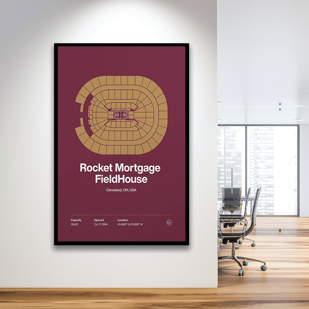 Cleveland Cavaliers Stadium Print, Rocket Mortgage FieldHouse Print, Gifts for him, Sport Art, Framed Art Print Wall Decor