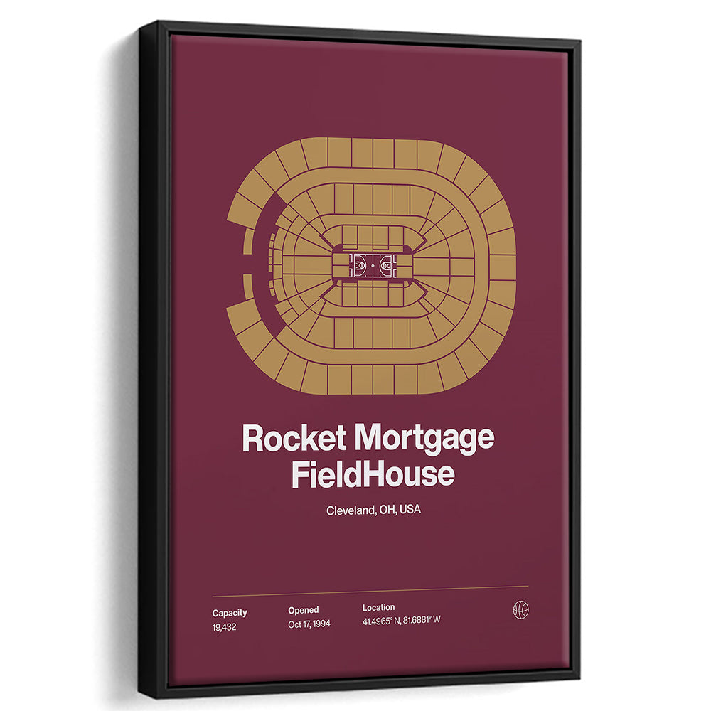 Cleveland Cavaliers Stadium Print, Rocket Mortgage FieldHouse Print, Man Cave Gift, Floating Framed Canvas Print Wall Art