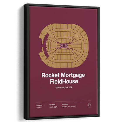 Cleveland Cavaliers Stadium Print, Rocket Mortgage FieldHouse Print, Man Cave Gift, Floating Framed Canvas Print Wall Art
