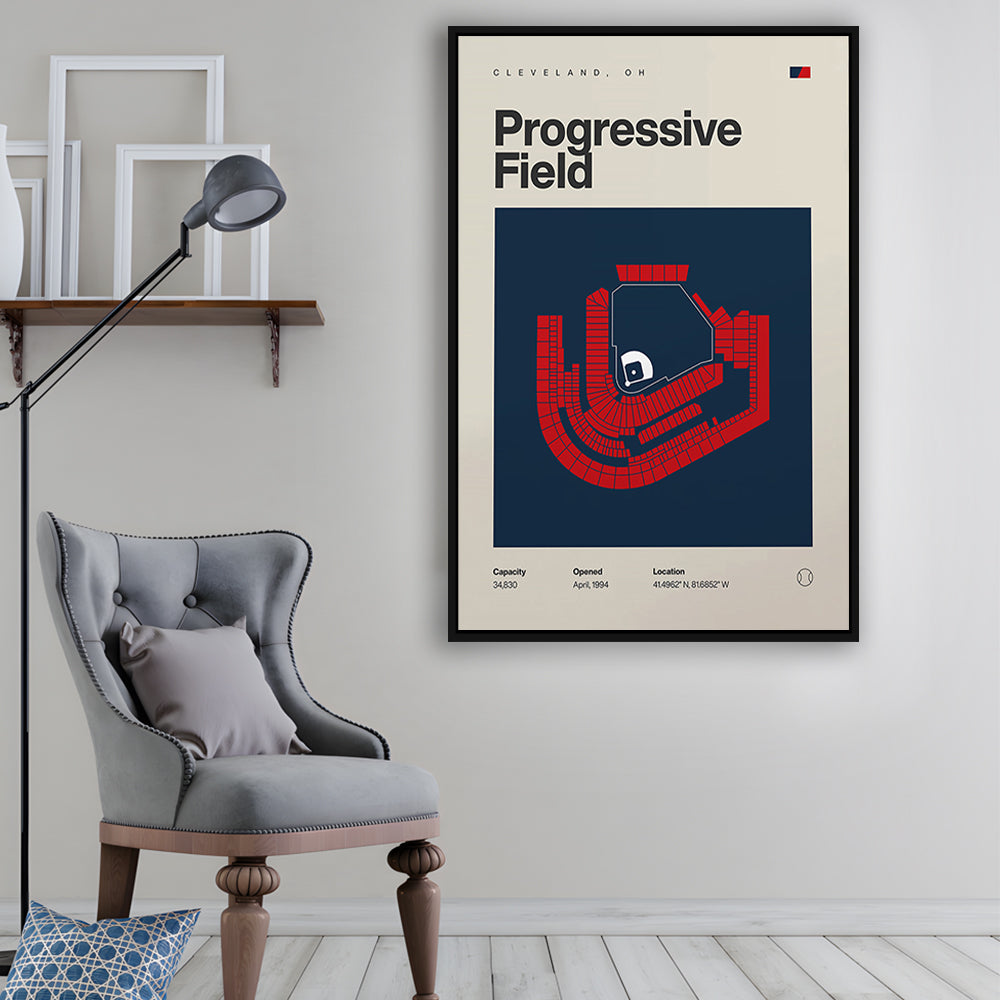 Cleveland Guardians Stadium Print, Progressive Field Stadium Print, Man Cave Gift, Floating Framed Canvas Print Wall Art