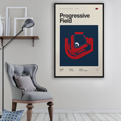 Cleveland Guardians Stadium Print, Progressive Field Stadium Print, Man Cave Gift, Floating Framed Canvas Print Wall Art
