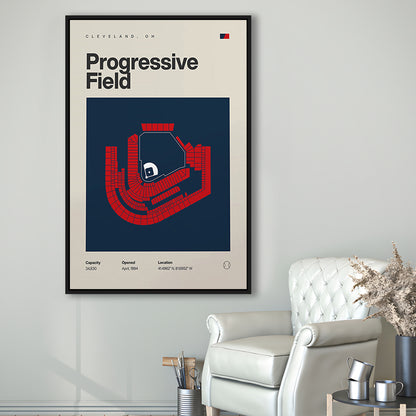 Cleveland Guardians Stadium Print, Progressive Field Stadium Print, Man Cave Gift, Floating Framed Canvas Print Wall Art