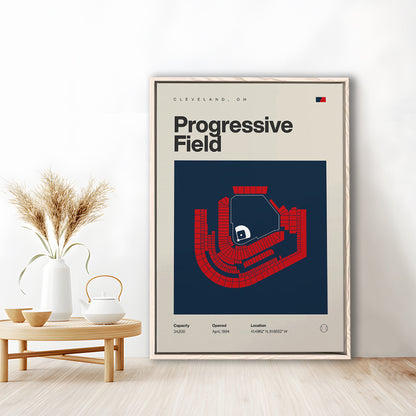 Cleveland Guardians Stadium Print, Progressive Field Stadium Print, Man Cave Gift, Floating Framed Canvas Print Wall Art