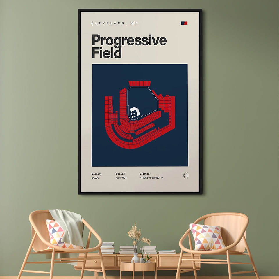 Cleveland Guardians Stadium Print, Progressive Field Stadium Print, Man Cave Gift, Floating Framed Canvas Print Wall Art