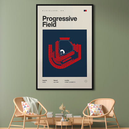 Cleveland Guardians Stadium Print, Progressive Field Stadium Print, Man Cave Gift, Floating Framed Canvas Print Wall Art