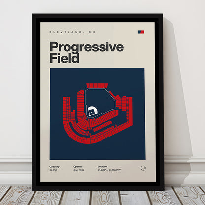 Cleveland Guardians Stadium Print, Progressive Field Stadium Print, Man Cave Gift, Floating Framed Canvas Print Wall Art