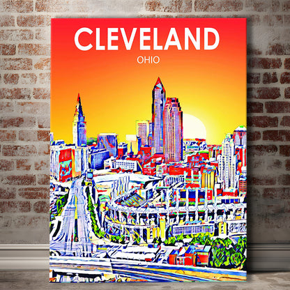 Cleveland Ohio Sunset Art Print, Cleveland City Wall Art, Canvas Print, Painting Canvas, Living Room Decor