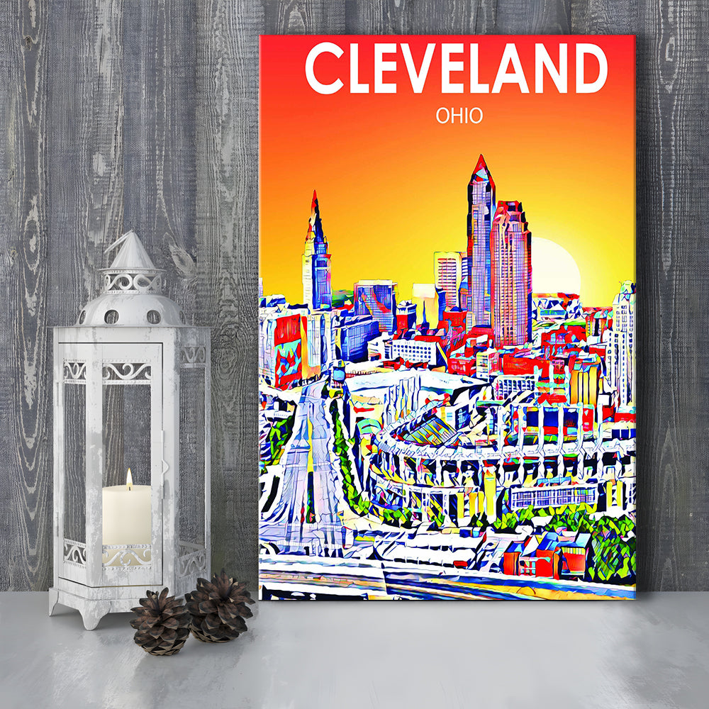 Cleveland Ohio Sunset Art Print, Cleveland City Wall Art, Canvas Print, Painting Canvas, Living Room Decor