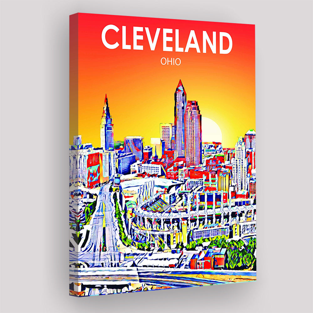 Cleveland Ohio Sunset Art Print, Cleveland City Wall Art, Canvas Print, Painting Canvas, Living Room Decor