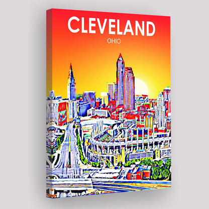Cleveland Ohio Sunset Art Print, Cleveland City Wall Art, Canvas Print, Painting Canvas, Living Room Decor