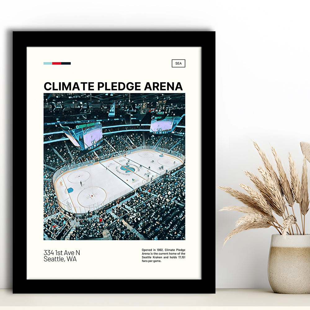 Climate Pledge Arena Print, Seattle Kraken Stadium Art100, Gifts for him, Sport Art, Framed Art Print Wall Decor