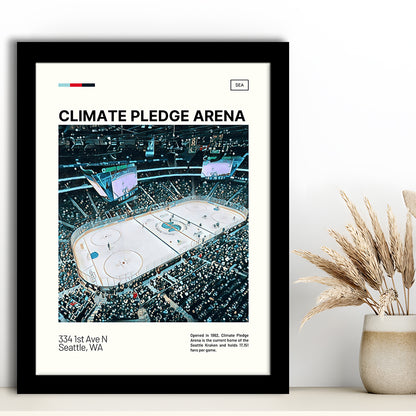 Climate Pledge Arena Print, Seattle Kraken Stadium Art100, Gifts for him, Sport Art, Framed Art Print Wall Decor