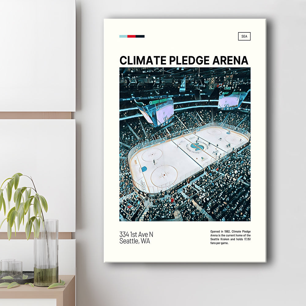 Climate Pledge Arena Print, Seattle Kraken Stadium Canvas Art100, Fan Gifts, Sport Art, Canvas Print Wall Art