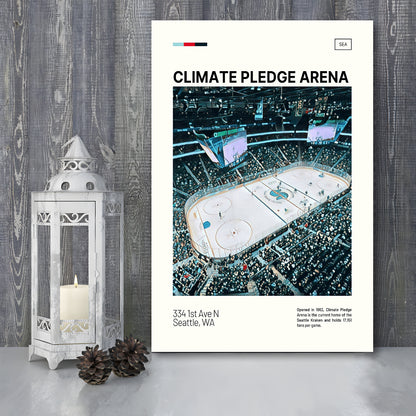 Climate Pledge Arena Print, Seattle Kraken Stadium Canvas Art100, Fan Gifts, Sport Art, Canvas Print Wall Art
