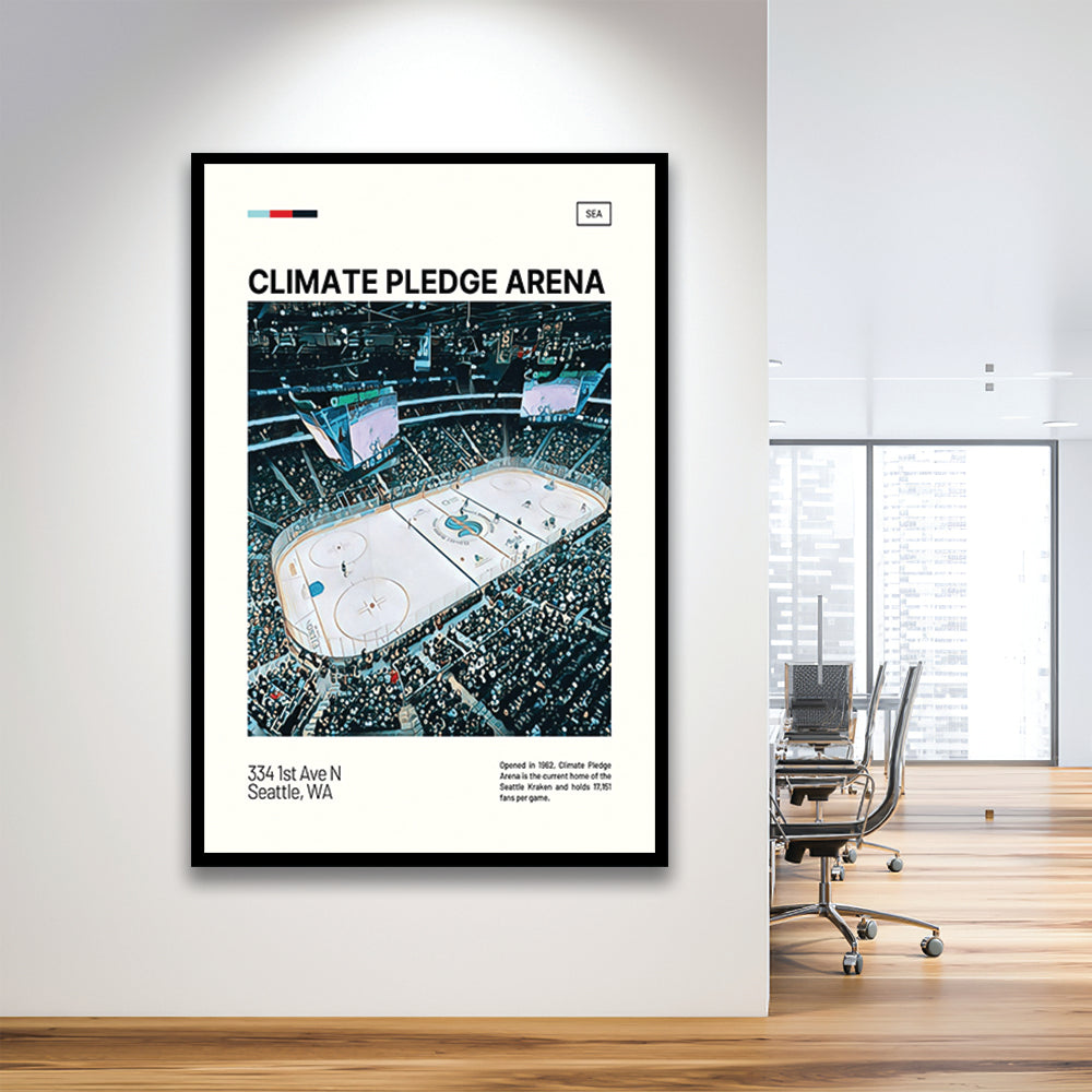 Climate Pledge Arena Print, Seattle Kraken Stadium Art100, Gifts for him, Sport Art, Framed Art Print Wall Decor