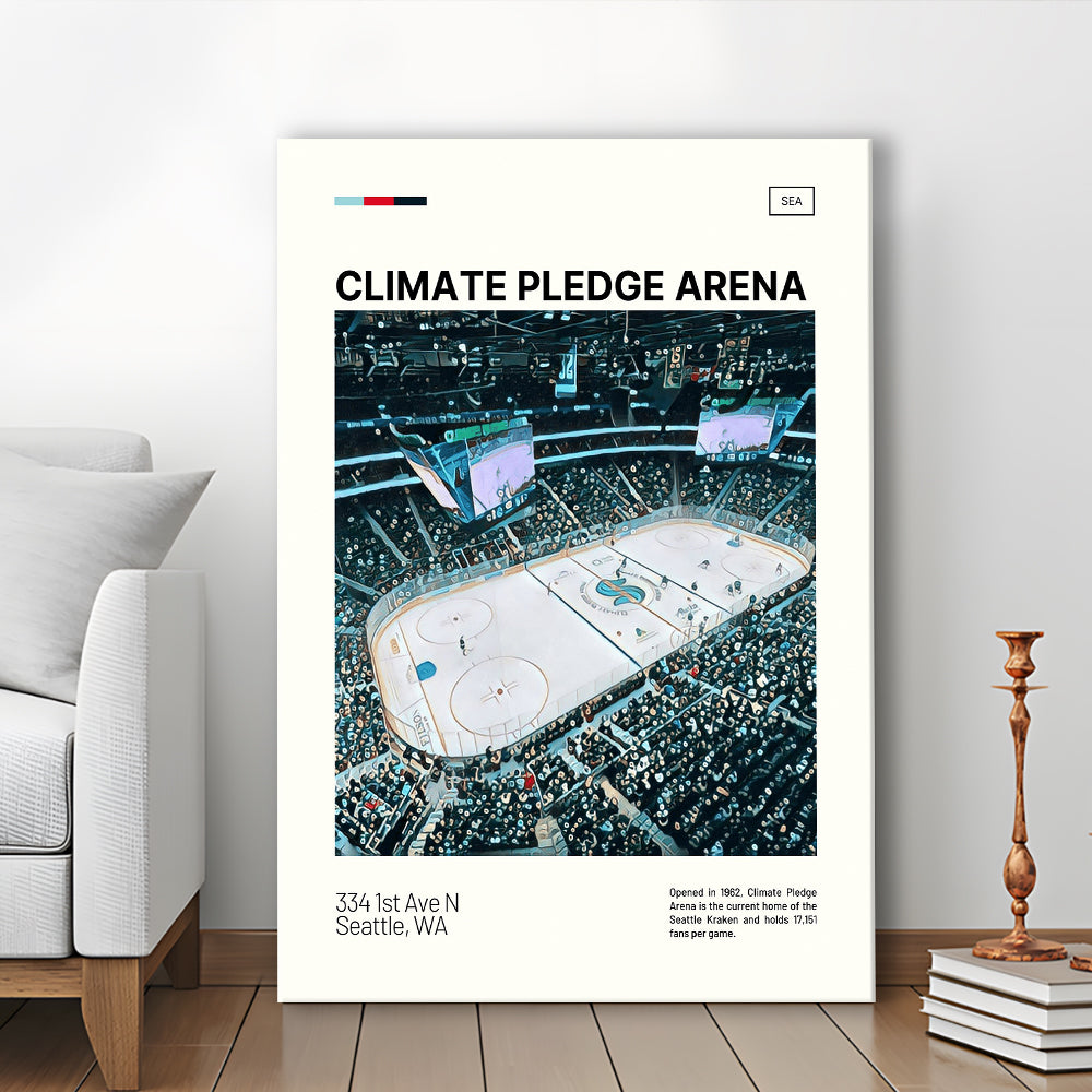 Climate Pledge Arena Print, Seattle Kraken Stadium Canvas Art100, Fan Gifts, Sport Art, Canvas Print Wall Art