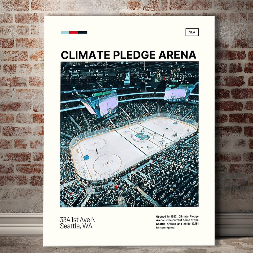 Climate Pledge Arena Print, Seattle Kraken Stadium Canvas Art100, Fan Gifts, Sport Art, Canvas Print Wall Art