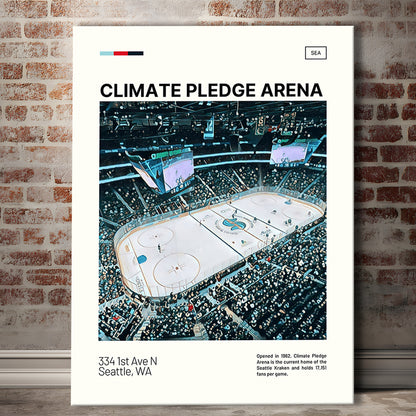 Climate Pledge Arena Print, Seattle Kraken Stadium Canvas Art100, Fan Gifts, Sport Art, Canvas Print Wall Art