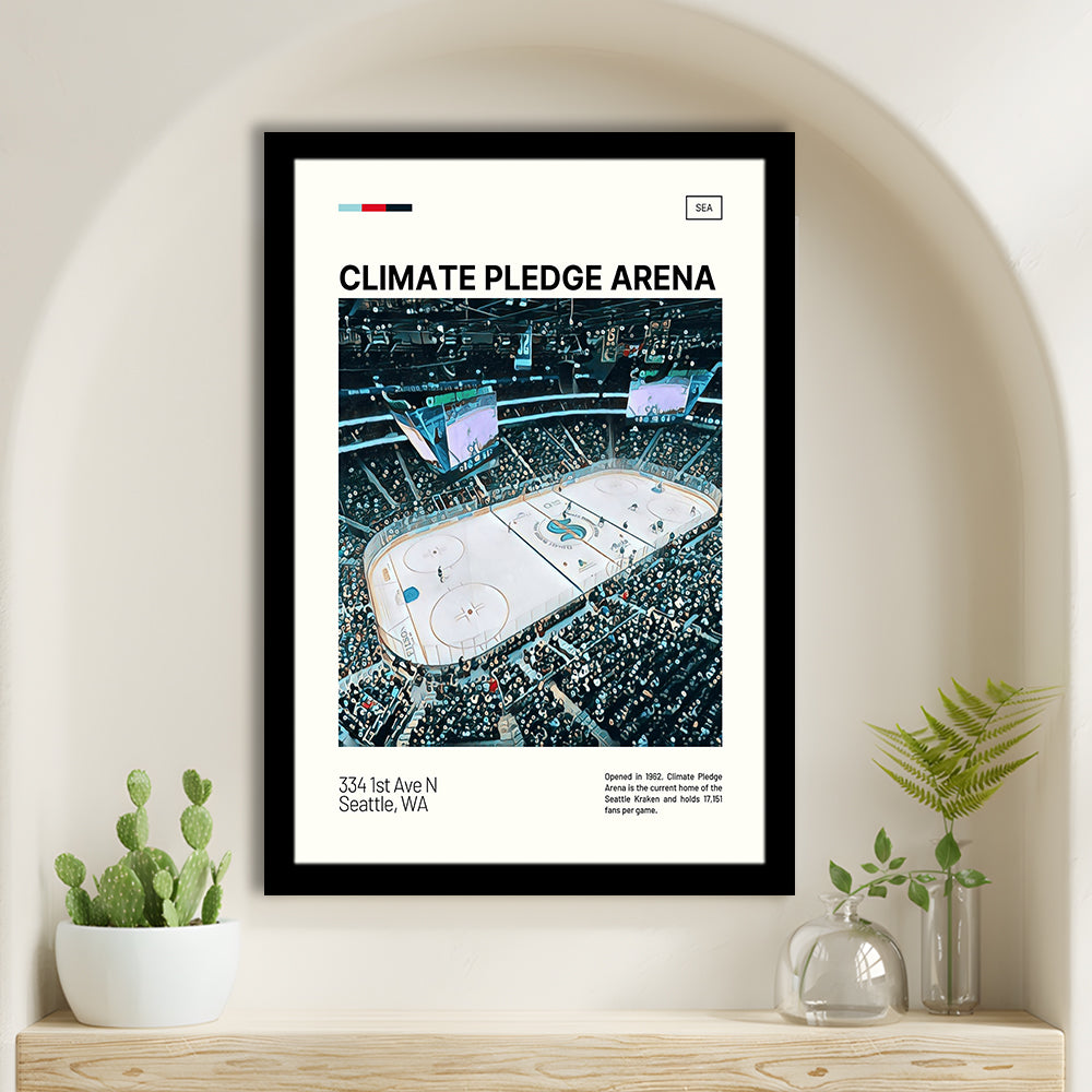 Climate Pledge Arena Print, Seattle Kraken Stadium Art100, Gifts for him, Sport Art, Framed Art Print Wall Decor