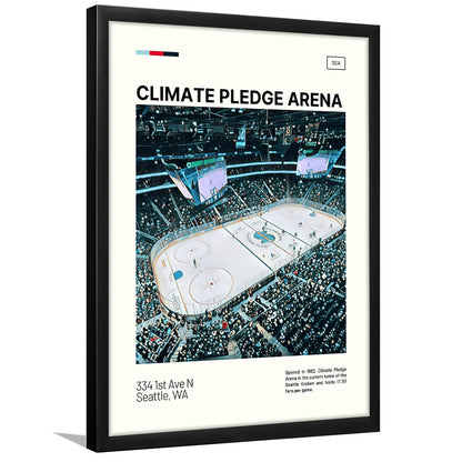 Climate Pledge Arena Print, Seattle Kraken Stadium Art100, Gifts for him, Sport Art, Framed Art Print Wall Decor