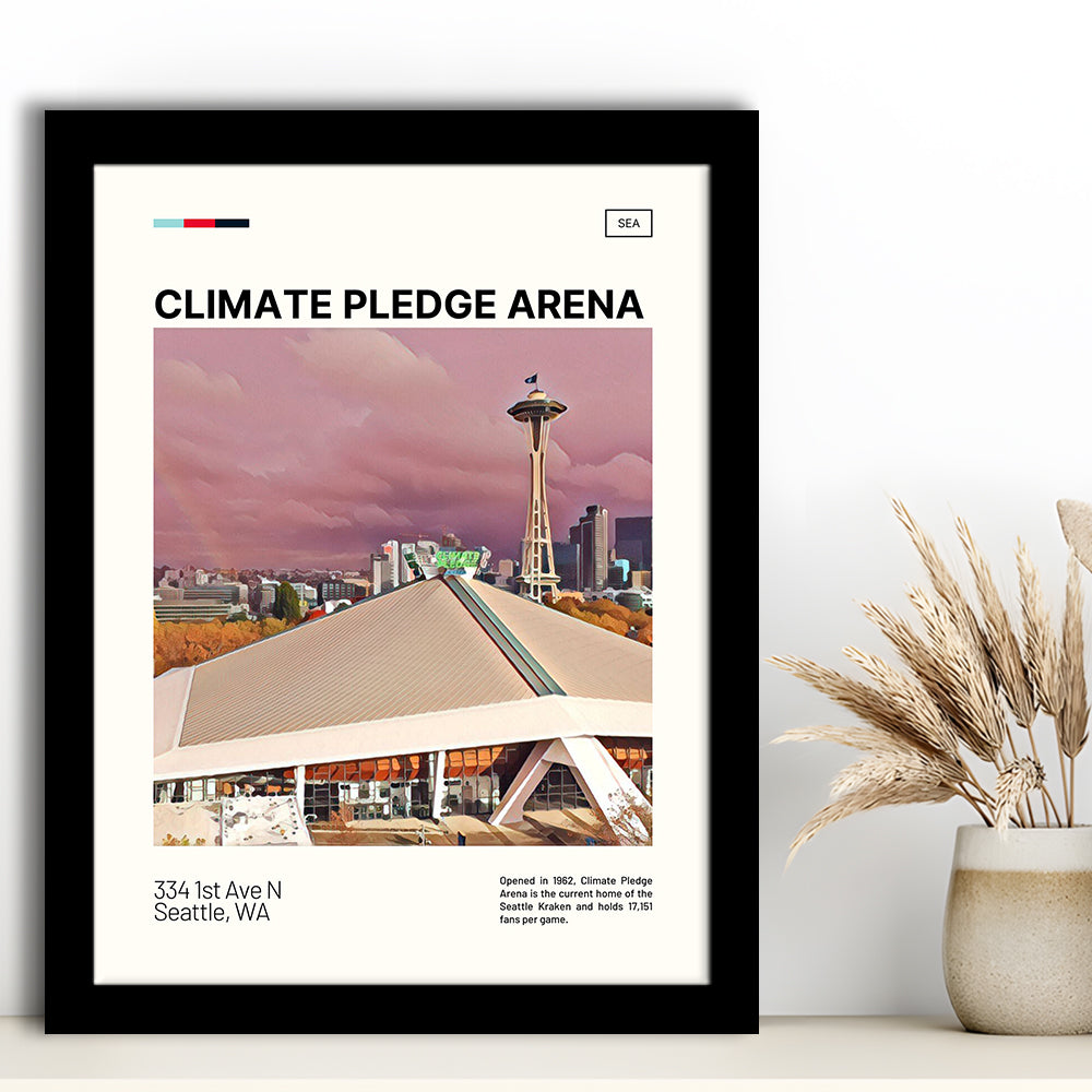 Climate Pledge Arena Print, Seattle Kraken Stadium Art, Gifts for him, Sport Art, Framed Art Print Wall Decor