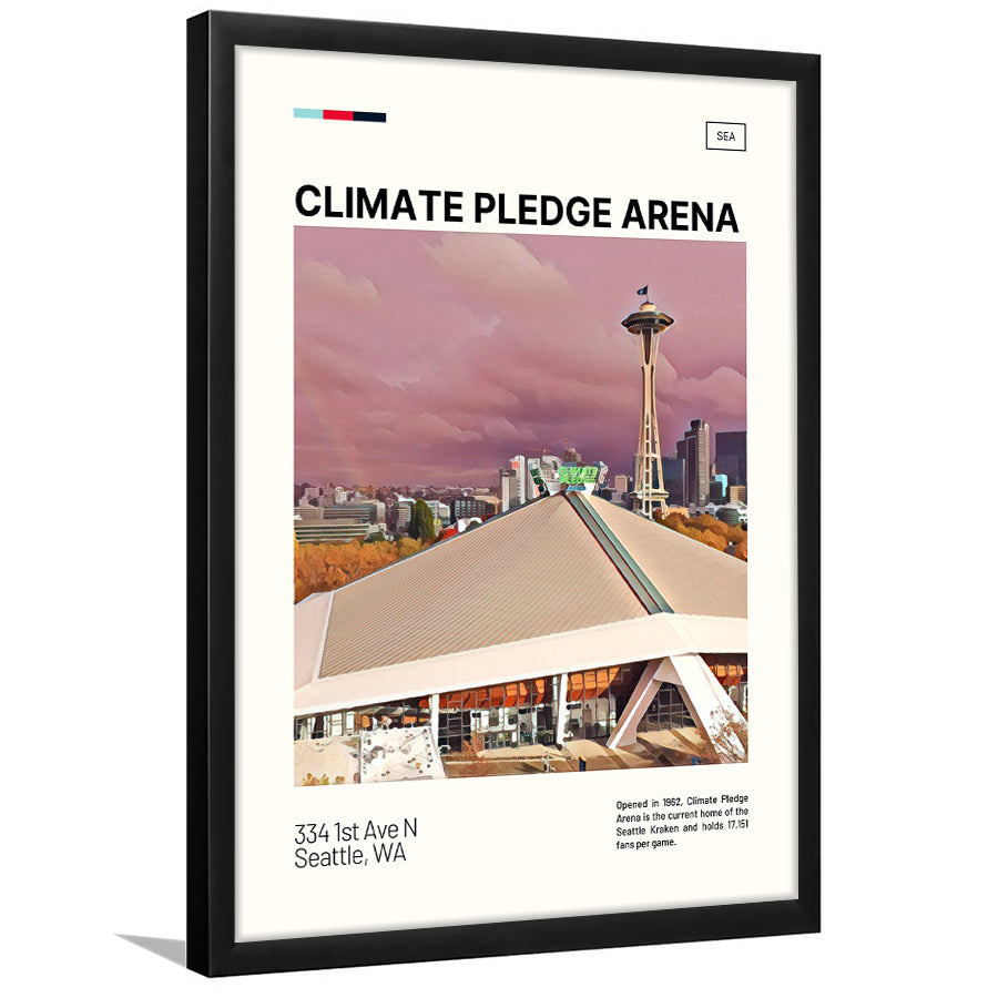 Climate Pledge Arena Print, Seattle Kraken Stadium Art, Gifts for him, Sport Art, Framed Art Print Wall Decor