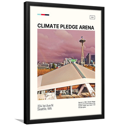 Climate Pledge Arena Print, Seattle Kraken Stadium Art, Gifts for him, Sport Art, Framed Art Print Wall Decor