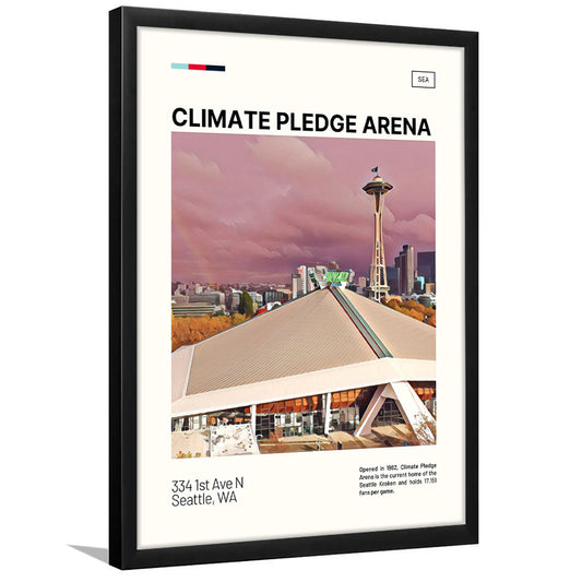 Climate Pledge Arena Print, Seattle Kraken Stadium Art, Gifts for him, Sport Art, Framed Art Print Wall Decor