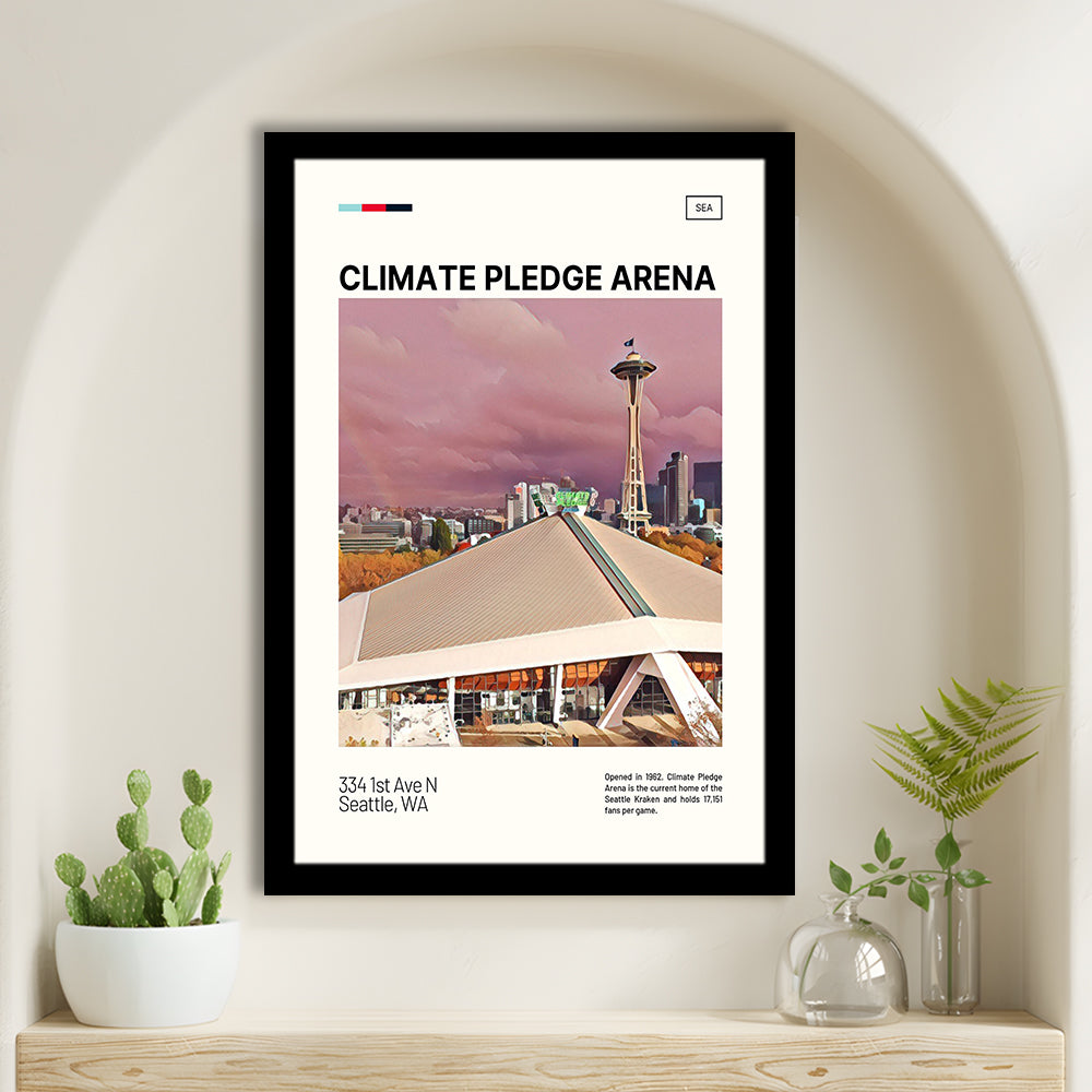 Climate Pledge Arena Print, Seattle Kraken Stadium Art, Gifts for him, Sport Art, Framed Art Print Wall Decor