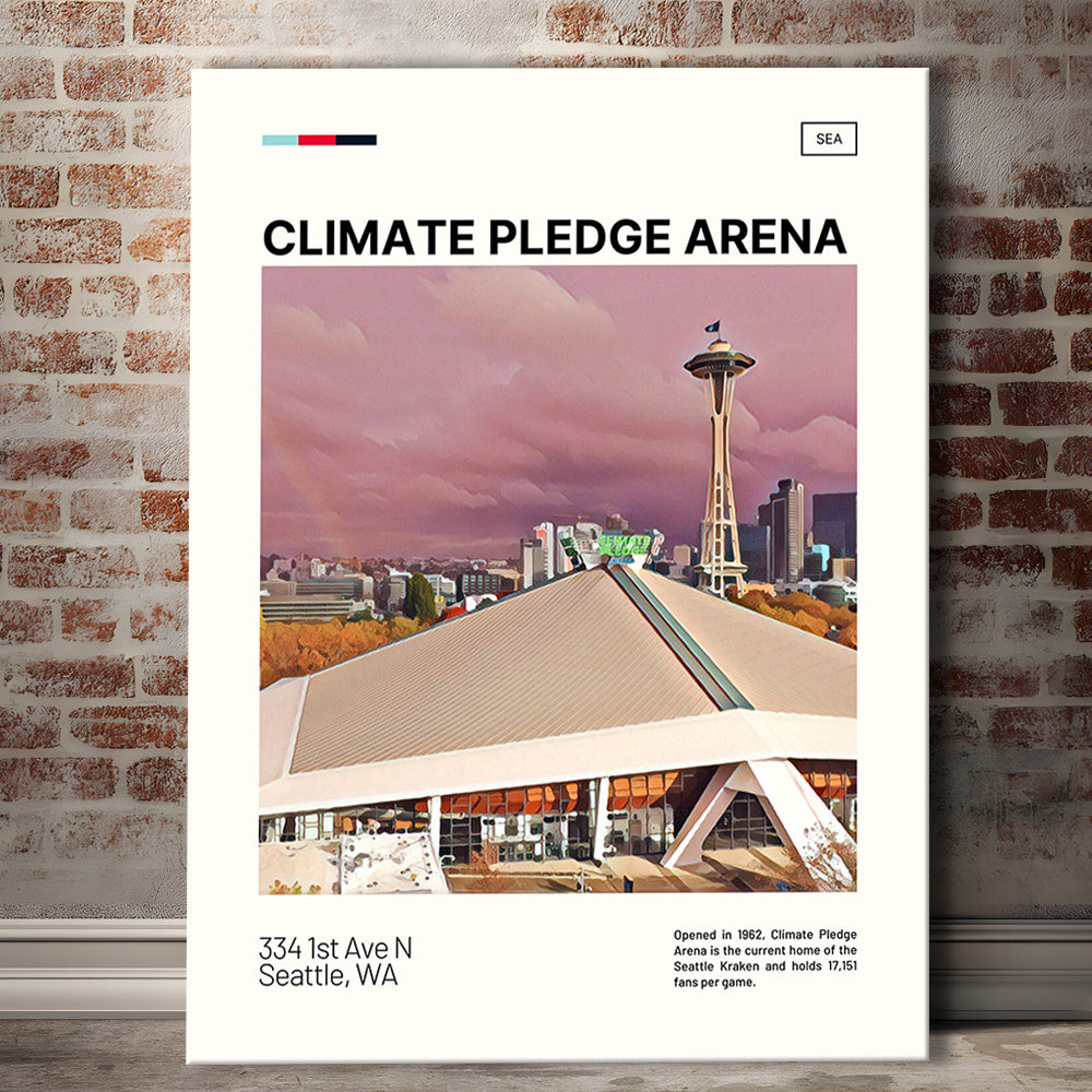 Climate Pledge Arena Print, Seattle Kraken Stadium Canvas Art, Fan Gifts, Sport Art, Canvas Print Wall Art