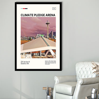 Climate Pledge Arena Print, Seattle Kraken Stadium Art, Gifts for him, Sport Art, Framed Art Print Wall Decor