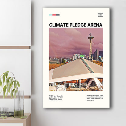 Climate Pledge Arena Print, Seattle Kraken Stadium Canvas Art, Fan Gifts, Sport Art, Canvas Print Wall Art