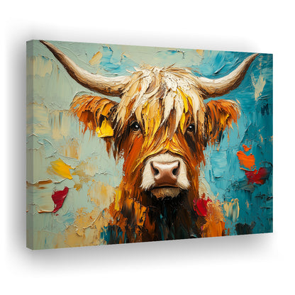 Close Up Highland Cow Portrait Art Painting, Canvas Art Decor Print, Painting Art, Canvas Print Wall Art Home Decor